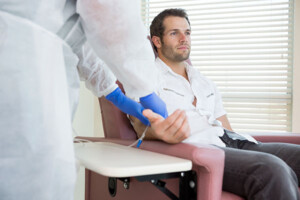 iv therapy in office with patient